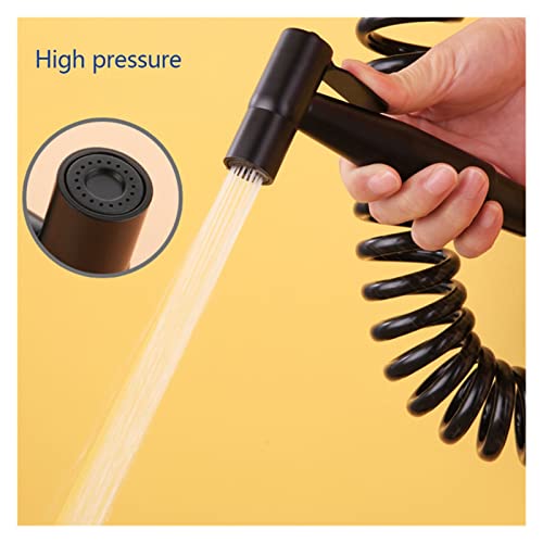 UERVPS Black Portable Bidet Sprayer Stainless Steel Toilet Bidet Faucet for Bathroom Hand Sprayer Shower Head Self Cleaning Bathroom Shower Drencher(Bidet Faucet Set)