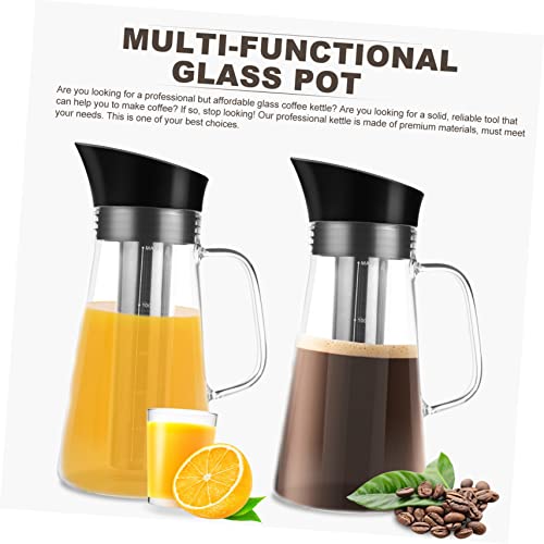 CRAFTHROU 1pc Filter Jug Espresso Machine Coffee Water Carafe with Lid Large Capacity Water Jug Dripper Pour Brew Cups Clear Tea Kettle Infusers Iced Pitcher with Lid Pot Waterbottle Glass