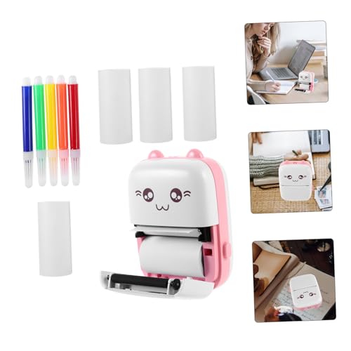 PLAFOPE 1 Set Sticker Printer Mini Pocket Printer Label Printer Connect Printer Smart Printer Wrong Question Printer Portable Thermal Printer Printing Tool Pink Paper