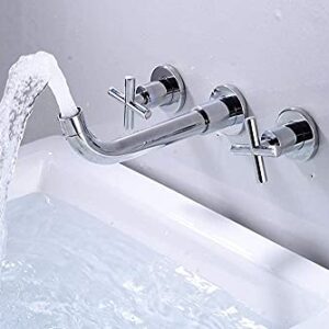 ZGSXQT Faucets,Modern Bathroom Taps European Style Bathtub Cold Heat Faucet Double Handle Siamese Tap, Kitchen Sink Wash Basi (White) (Chrome)