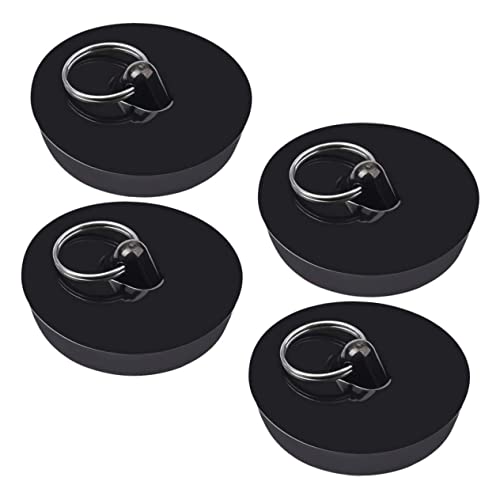 CAXUSD 4pcs Rubber Sealing Cap Suction Sink Stopper Sink Strainer Plug Drain Bath Plug Bathtub Plug Kitchen Sink Stopper Bathtub Drain Cover Bathtub Stopper Shower Stopper PVC Black