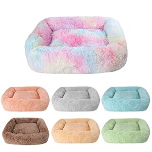 Calming Dog Bed Dog Bed for Large Dogs Friday Black Deals Today Rectangular Dog Bed Cozy Plush Fluffy Faux Fur Anti-Anxiety Luxury Soft Dog Bed Dog Bed for Crate(26 in)