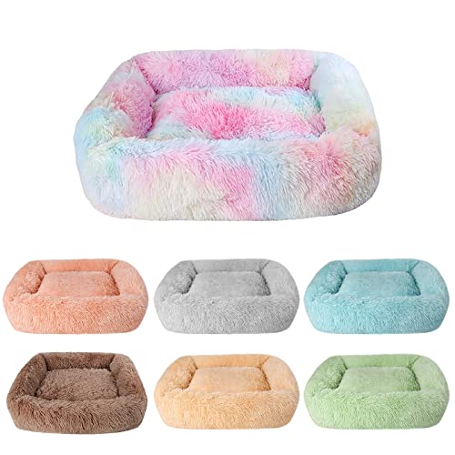 Calming Dog Beds Dog Beds for Large Dogs Friday Black Deals Today Rectangle Dog Bed Fluffy Plush Faux Fur Anti-Anxiety Luxury Comfort Dog Bed Dog Crate Pad(26 in)