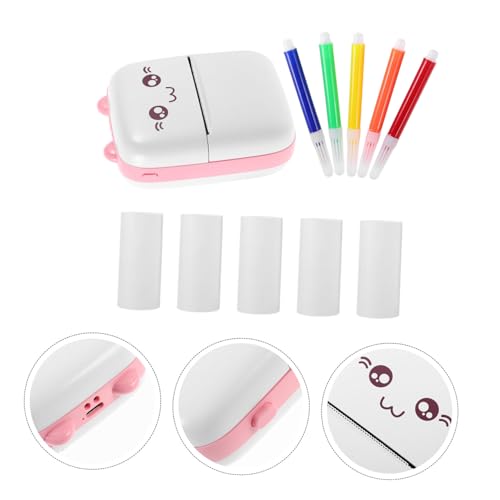 PLAFOPE 1 Set Sticker Printer Mini Pocket Printer Label Printer Connect Printer Smart Printer Wrong Question Printer Portable Thermal Printer Printing Tool Pink Paper