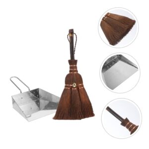 SECFOU 1 Set Pet Broom Dustpan Dust Pan Desktop Cleaner Multi-Function Mini Dustpan Small Broom and Dustpan Home Accessory Whisk Broom Tabletop Small Dustpan Pet Pooper Scooper Coir