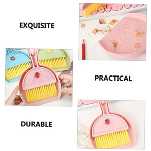 KOMBIUDA 3 Sets Mini Desktop Broom Mini Whisk Broom Screen Cleaning Brush Keyboard Cleaner Computer Cleaning Brush Keyboard Cleaning Kit Broom and Dustpan Dustpan and Pink Plastic