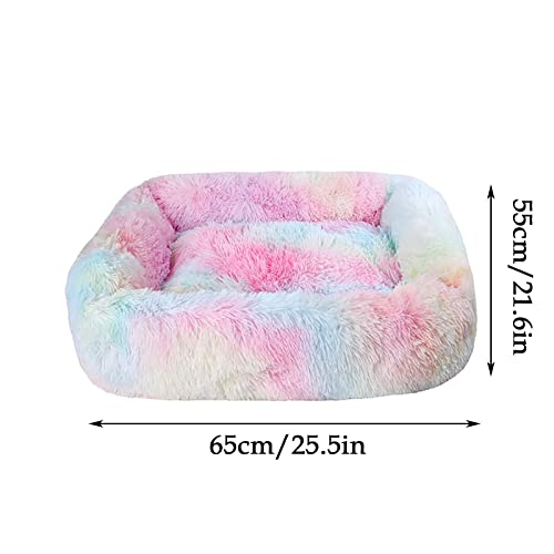 Calming Dog Beds Dog Beds for Large Dogs Friday Black Deals Today Rectangle Dog Bed Fluffy Plush Faux Fur Anti-Anxiety Luxury Comfort Dog Bed Dog Crate Pad(26 in)