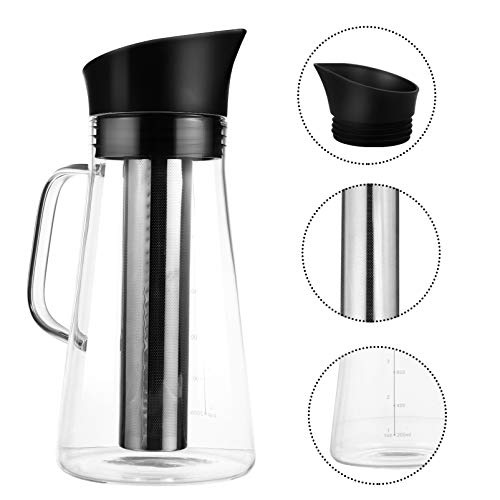 CRILSTYLEO 1pc Filter Jug Coffee Clear Tea Kettle Iced Brew Espresso Machine Large Capacity Water Jug Stainless Tea Kettle Water Carafe with Lid Pots Drink Strainer Pitcher with Lid Glass