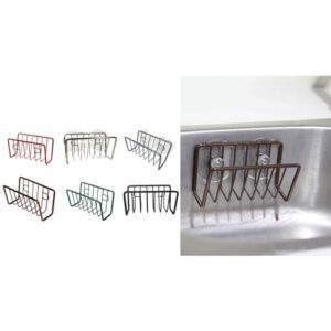 XPBEW Kitchen Sink Drain Rack Hollow Draining Holder Metal Wrought Iron Shelf for Bath Dishwashing Cloth Soap Collection