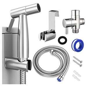 UERVPS Toilet Bidet Sprayer Handheld Toilet Bidet Sprayer Set Kit Stainless Steel Hand Bidet Faucet for Bathroom Hand Sprayer Shower Bathroom Shower Drencher(B)