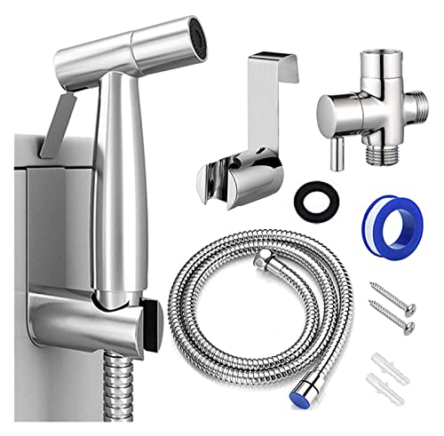 UERVPS Toilet Bidet Sprayer Handheld Toilet Bidet Sprayer Set Kit Stainless Steel Hand Bidet Faucet for Bathroom Hand Sprayer Shower Bathroom Shower Drencher(B)