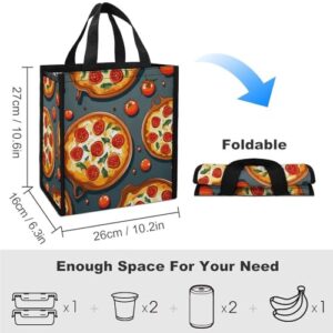 QWHJK Foldable Carry Insulated Bag,Pizza Food Print Hand-held Picnic Insulated Bag,casual Folding Insulated Bag