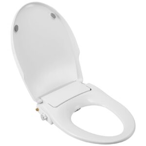 KZH Bidet Toilet Seat Non-Electric, Elongated Bidet Toilet Seat with Quiet-Close, Adjustable Self-Cleaning Nozzles, White - Dual Nozzle System