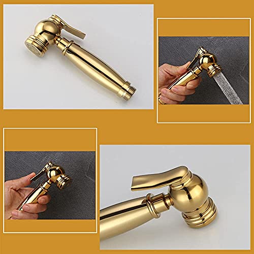 XFNVXC Shower Head Wall Mounted Bathroom Toilet Bidet Mixer Spray Kit Golden Single Handle Sprayer Toilet Bidet Shower Head Bathroom Shower Bidet Taps Spray Toilet Cleaning Faucet B (C)