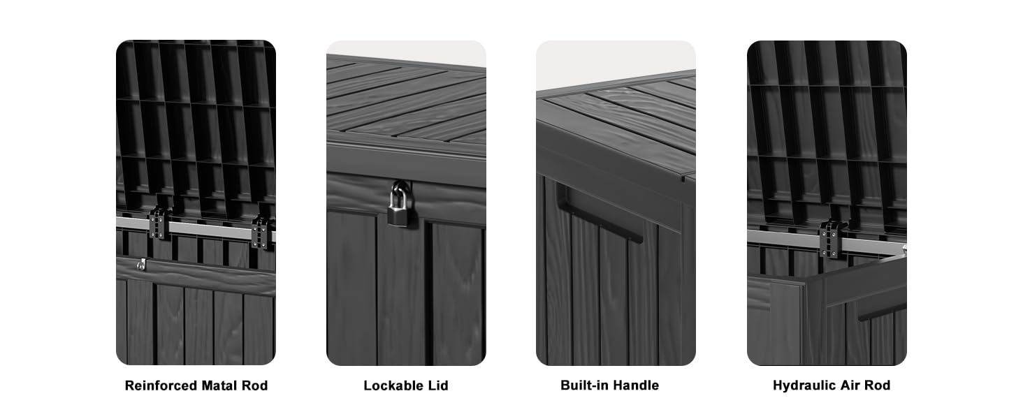 MAIUSCOLI 120 Gallon Outdoor Storage Box - Deck Box Waterproof Patio Furniture, Garden Tools, Cushions, Pool Accessories Outside Storage Resin Box,Black