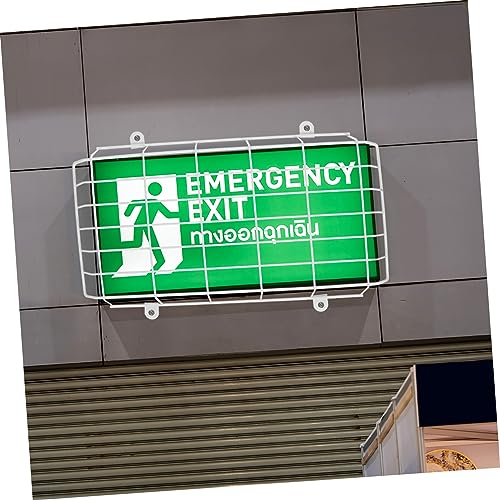 SEWOART Exit Light Exit Sign Wall Cover Wire Exit Sign Cage Emergency Light Damage Stopper Safely Exit Sign Protective Cage Tinsel Electric Wire Exit Sign Light Protective Guard Iron White