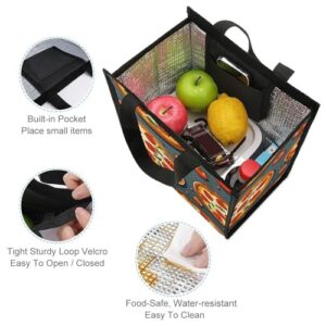 QWHJK Foldable Carry Insulated Bag,Pizza Food Print Hand-held Picnic Insulated Bag,casual Folding Insulated Bag