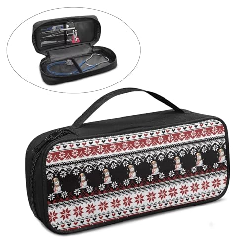 Rnyleeg Aztec Stethoscope Holder Case with Handle Christmas Snowman Print Stethoscope Accessories for Nurse Portable Stethoscope Case