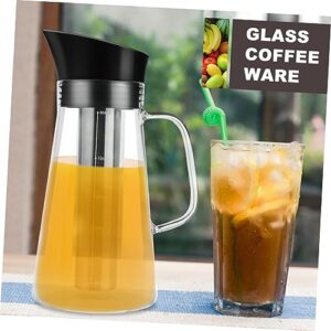 CRAFTHROU 1pc Filter Jug Espresso Machine Coffee Water Carafe with Lid Large Capacity Water Jug Dripper Pour Brew Cups Clear Tea Kettle Infusers Iced Pitcher with Lid Pot Waterbottle Glass