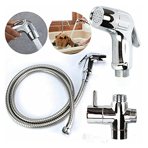 UERVPS Handheld Toilet Bidet Faucet Sprayer Set Stainless Steel Bathroom Flush Shower Head Nozzle Hose Kit Bidet Attachments Bathroom Shower Drencher(Bidet Sprayer Set)