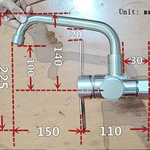 ZGSXQT Faucets,Wall-Mounted Kitchen Spin Hot and Cold Faucet Bathroom Bathtub 304 Stainless Steel in-Wall Faucet Cold Heat (C) (A)