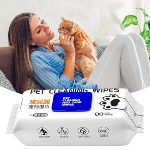 Dog Ear Wipes, Moisturizing Cat Wet Wipes, Pet Cleaning Pads, Natural Grooming Kit, Dog Cat Ear Cleaner, Eye Cleaner For Pets, Puppy Cat Grooming Supplies, 80X Pet Wipes, Gentle Pet Cleaning Wipes