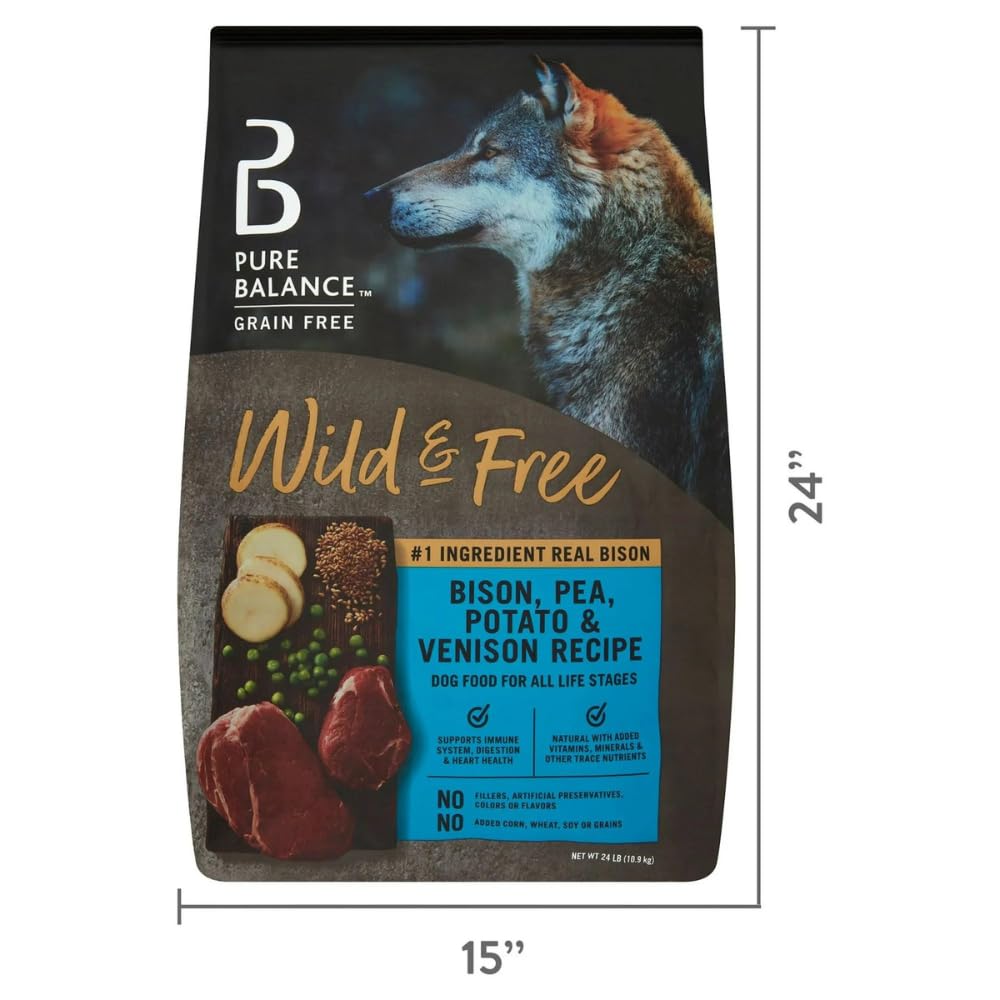 Trase A Wild & Free Bison, Pea, Potato & Venison Recipe Dry Dog Food, Grain-Free for All Breeds & All Lifestages, 24 lbs