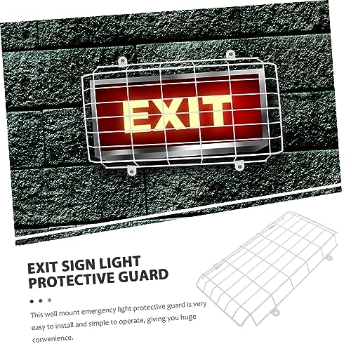 PAMINGONO Exit Light Wall Mounted Wire Guard Exit Sign Light Wire Guard Exit Sign Damage Stopper Exit Sign Wire Guard Emergency Light Protector Emergency Lighting Cage Protection White Iron