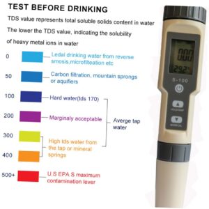 COSMEVIVI Water Salimeter Salt Water Gravimeter Automatic Hydrometer Water Quality Tester Hydrometers Tds Water Quality Testing Pen Salt Meter Temperature Tester Light Grey