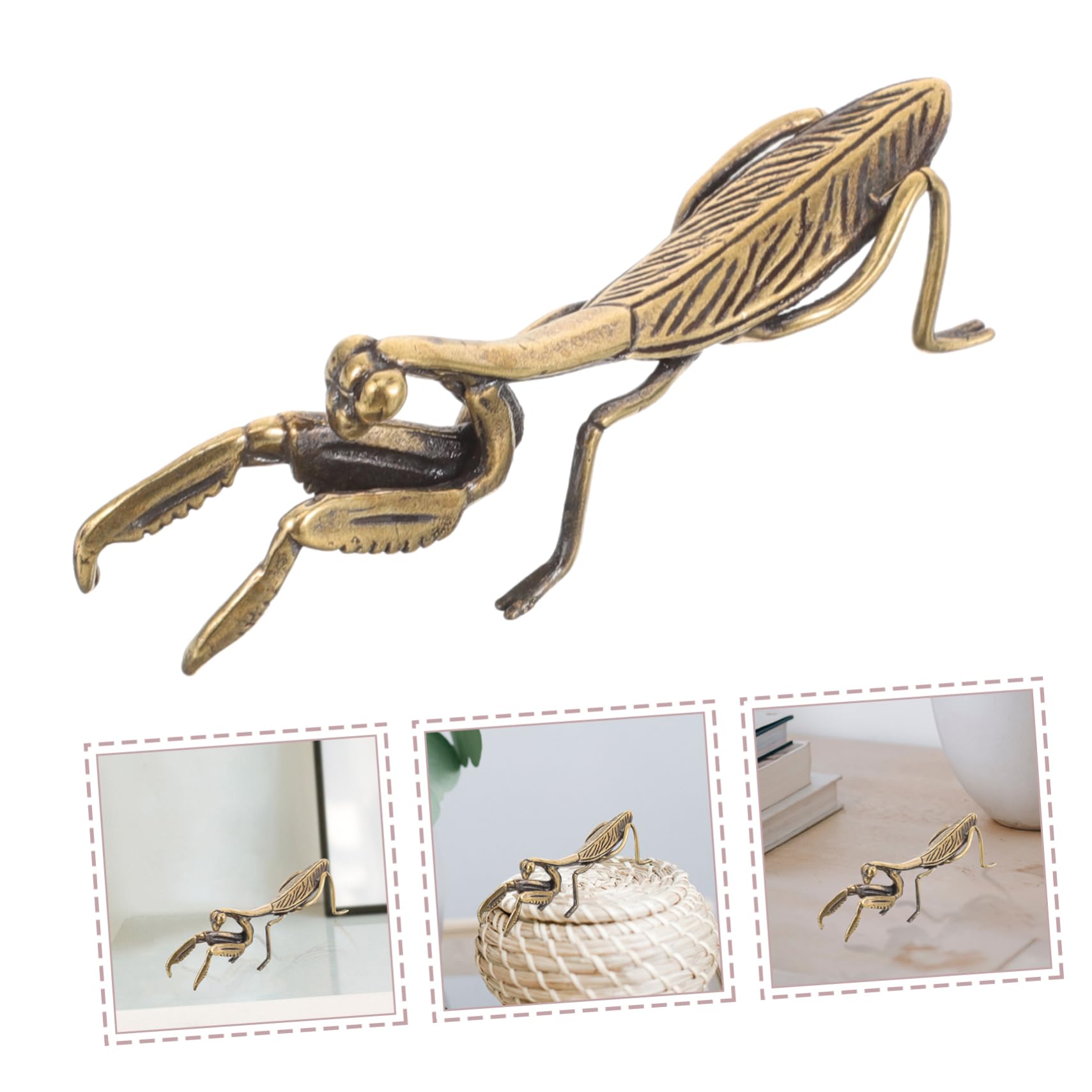 Levemolo Delicate Mantis Craft Thumb Rings for Women Creative Mantis Decoration Small Mantis Decoration Tabletop Animals Desk Mantis Statue Small Mantis Sculpture Mantis Figurine Copper