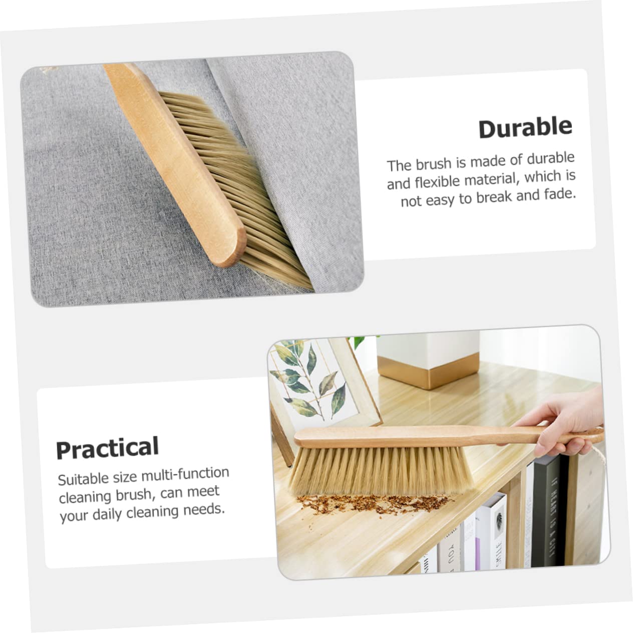 KOMBIUDA Wooden Bed Brush Hand Broom Duster Cleaning Brushes Drafting Brush Bench Brush for Cleaning Best Broom Cleaning Soft Bristle Cleaning Brush Soft Cleaning Brush Hand for Cleaning