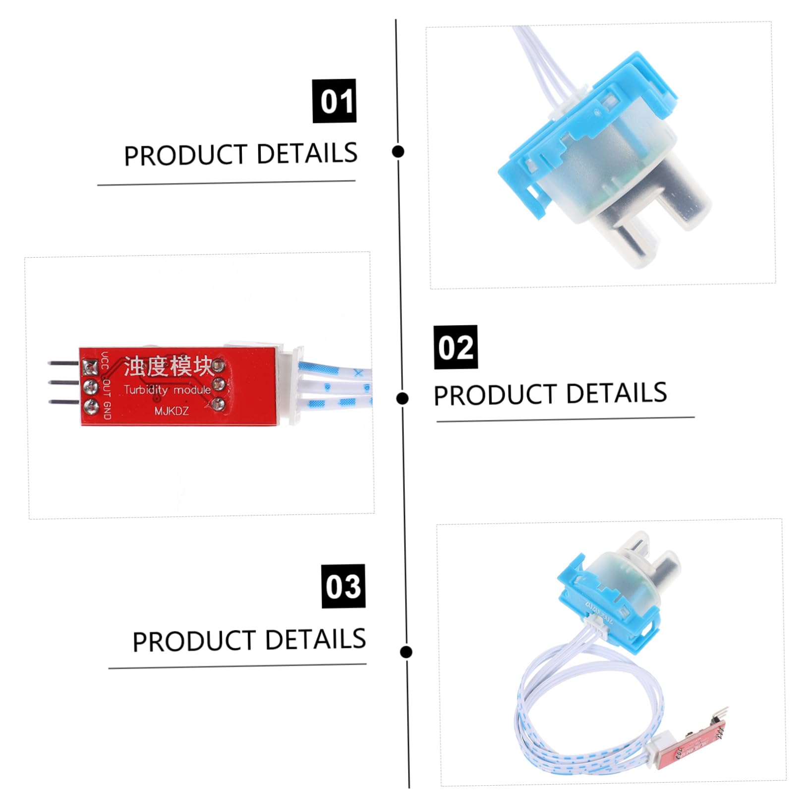 JEWEDECO Module Turbidity Testing Equipment 3.3-5v Water Quality Detection Turbidity Value Detection Turbidity Tester Turbidity Sensor 3.3-5v Detection Turbidity Transducer Blue Plastic