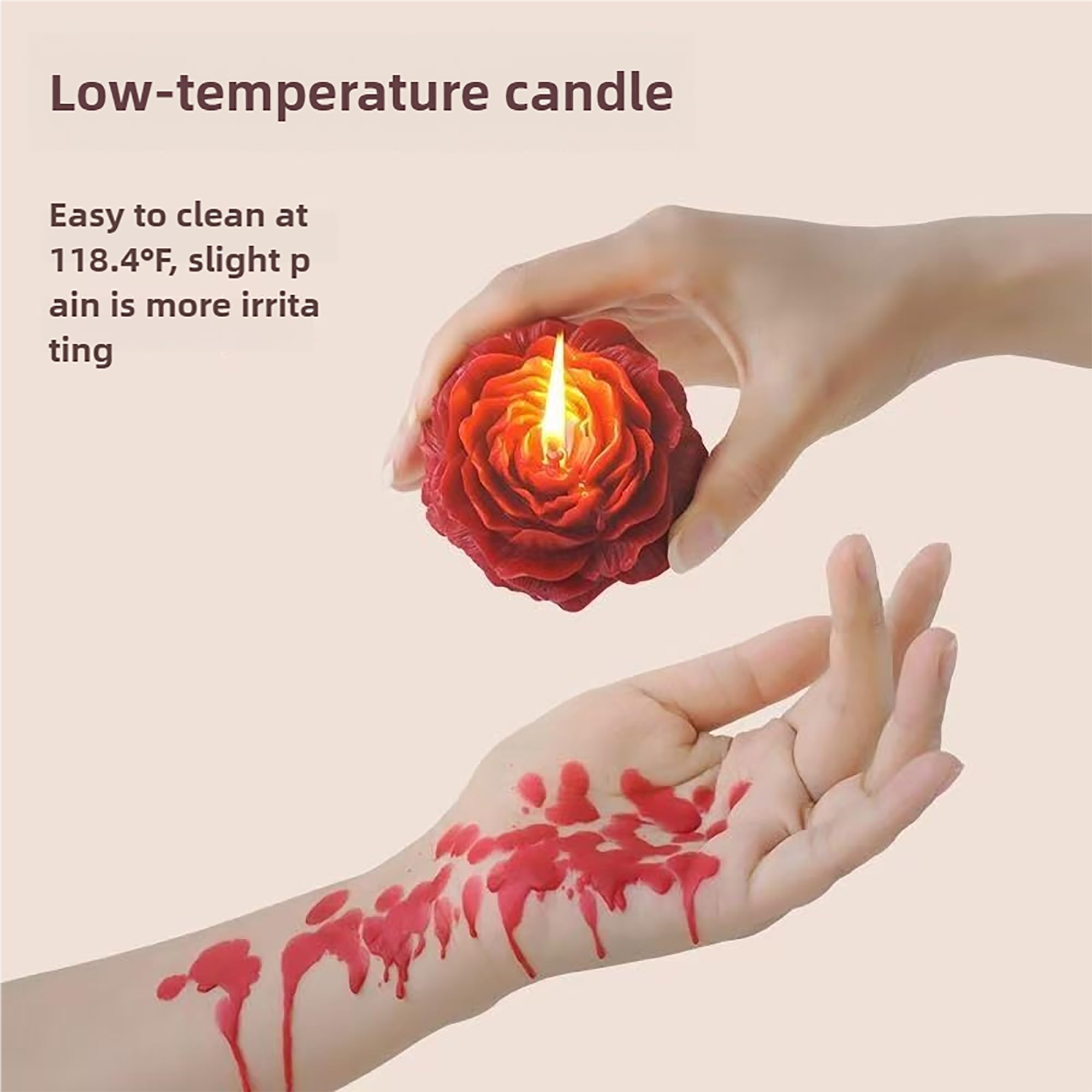 118.4°F 4 Pcs Low Temperature Candles Wine Red Red Pink White Rose Flower Shaped Scented Candles Adult Low Heat Body Safe Candles Wax Play for Couples Date Night