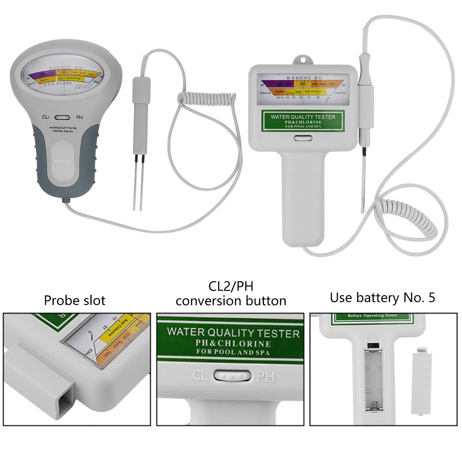 Double Scale Water Tester Chlorine Meter CL2 Tester Handheld Water Analysis Monitors For Pool