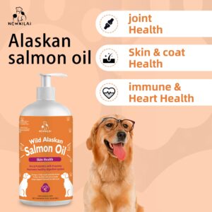 Wild Alaskan Salmon Oil for Pets - Pure Fish Omega 3 Liquid Dog & Cat Food Supplement Supports Skin, Coat, Joints, Immune System & Heart Health Natural Allergy EPA + DHA Essential Fatty Acids 16oz