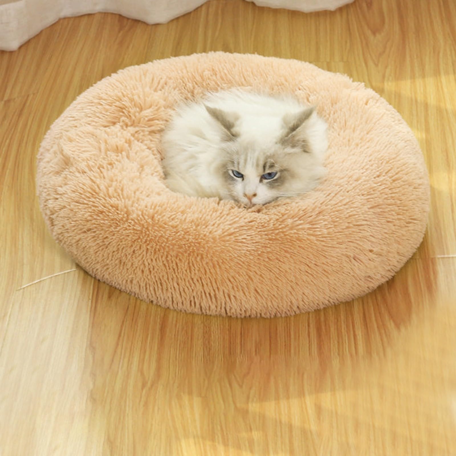 Dog Donut Bed Small Cat Bed Friday Black Deals Today Furry Cat Donut Fluffy Plush Faux Fur Anti-Anxiety Luxury Comfort Dog Bed Dog Crate Pad Pet Bed(16 in)