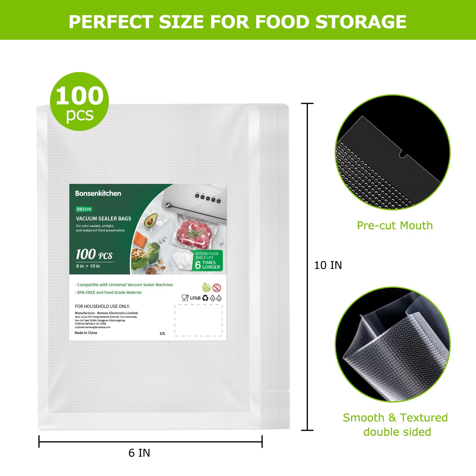 Vacuum Sealer Bags 8" x 50' & 11" x 50' + 100 Pint 6" x 10" + 2 Rolls 8" x 50' Rolls (Total 4 Rolls + 100 Pint)