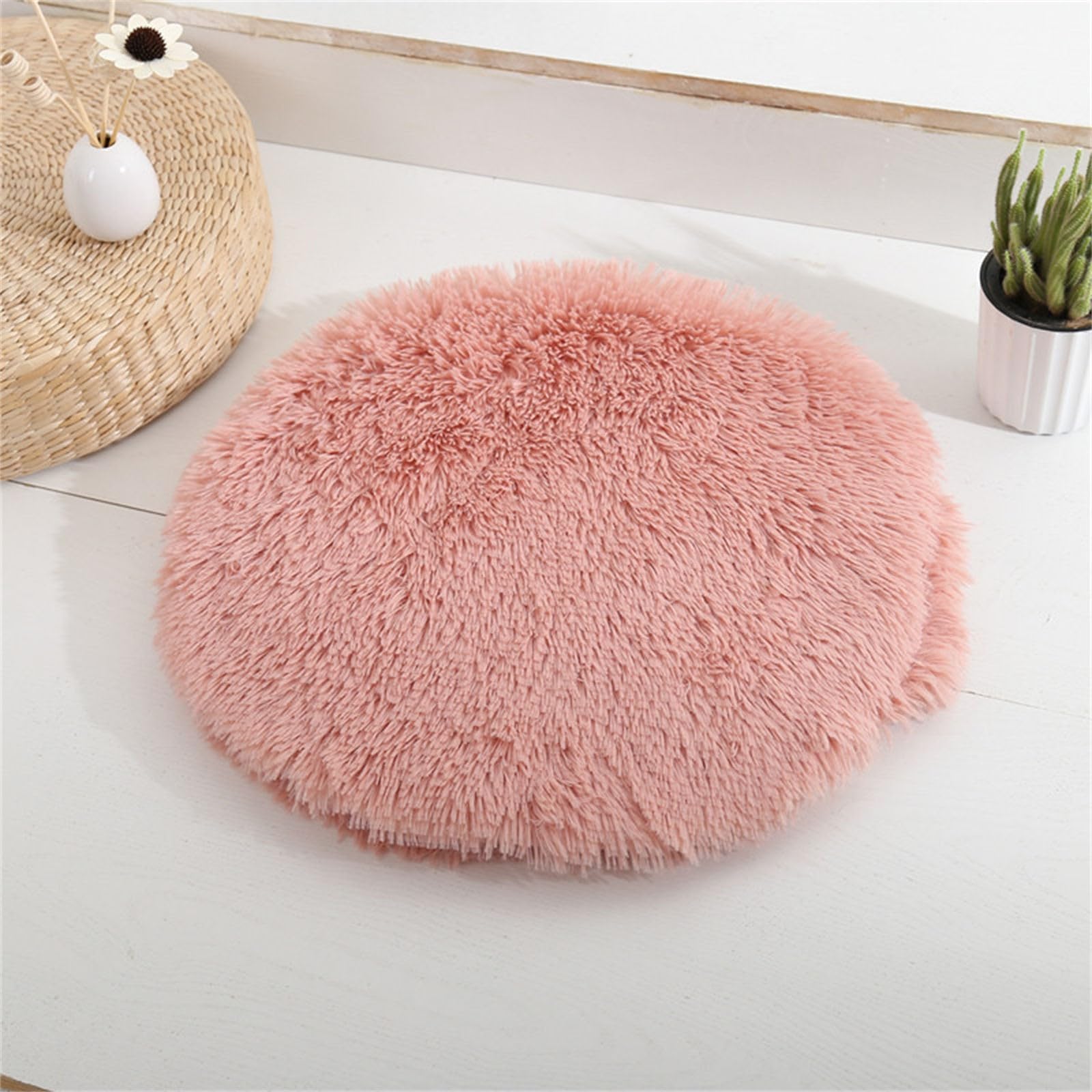 Calming Bed for Dogs Small Dog Bed Friday Black Deals Today Circle Dog Bed Cozy Plush Fluffy Faux Fur Anti-Anxiety Warming Soft Dog Bed Dog Crate Pad(19 in)