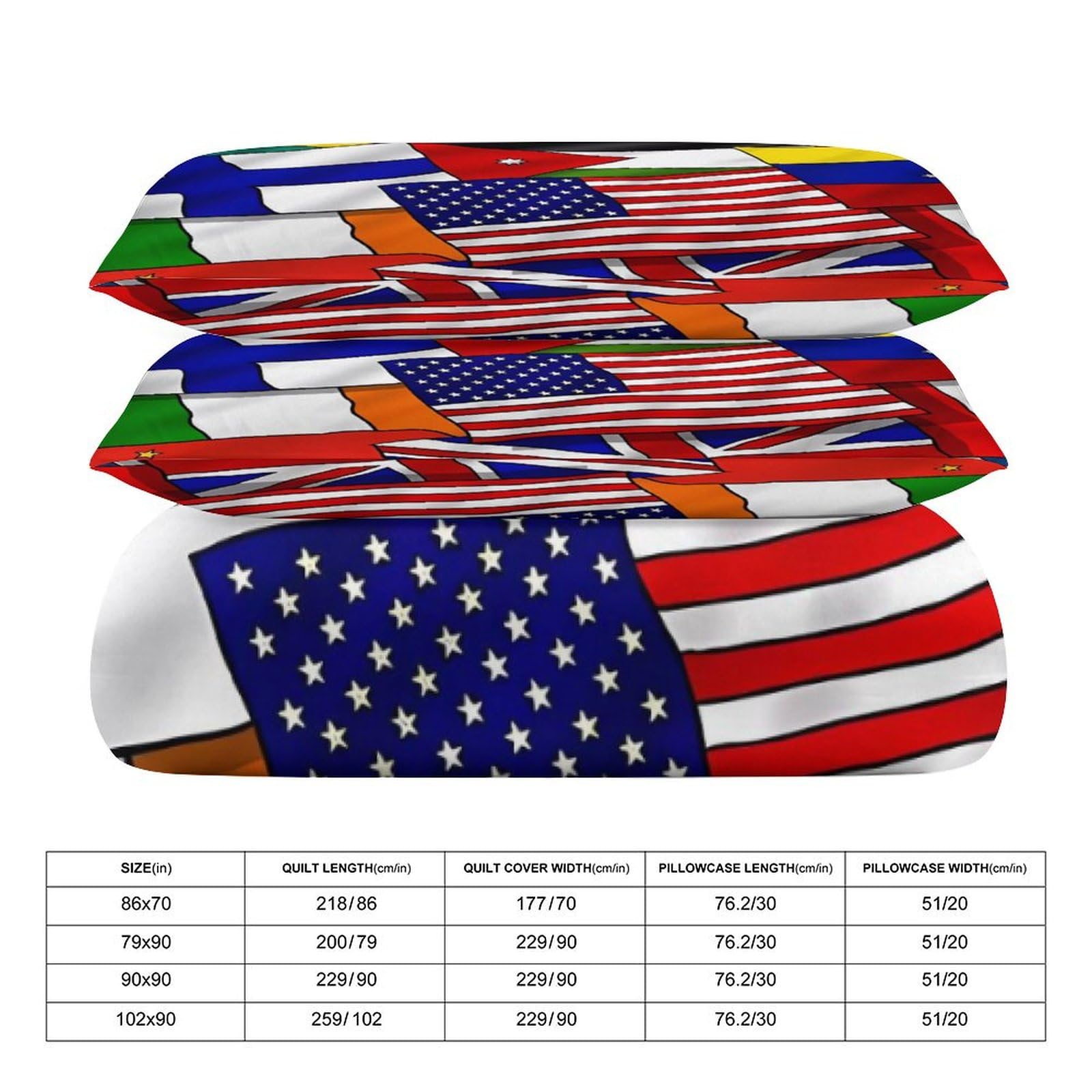 World Flag Comforter Set Duvet Cover Set Full/Queen Size,3-Piece Bedding Set 86"x70" for Boys and Girls Ultra Soft Bed Cover (1 Comforter+2 Pillowcases)