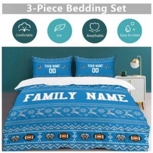 DENPLE 3in1!Custom Bedding Set,Personalized Duvet Cover,Any Name/Number,Football Gift for Fans,Boys,Girls,Men,Familly