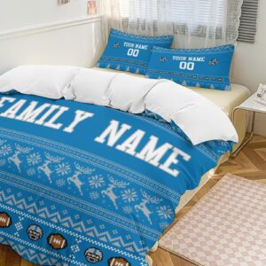 DENPLE 3in1!Custom Bedding Set,Personalized Duvet Cover,Any Name/Number,Football Gift for Fans,Boys,Girls,Men,Familly