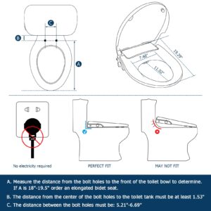 KZH Bidet Toilet Seat Non-Electric, Elongated Bidet Toilet Seat with Quiet-Close, Adjustable Self-Cleaning Nozzles, White - Dual Nozzle System