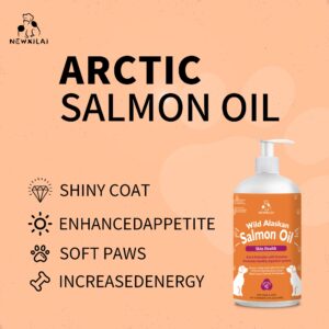 Wild Alaskan Salmon Oil for Pets - Pure Fish Omega 3 Liquid Dog & Cat Food Supplement Supports Skin, Coat, Joints, Immune System & Heart Health Natural Allergy EPA + DHA Essential Fatty Acids 16oz