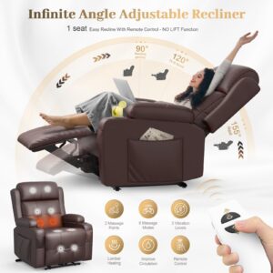 Recliner Sofa, 3 Seater Massage Reclining Loveseat Sofa Sets, 2 Single Power Recliner Chairs Heat & Massage, Heavy Weight Capacity, RV Clearance Love Seat Couch with Console, USB, Type C Port