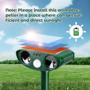 Pack of 4 Ultrasonic Animal Repeller Solar Animal Repellent Cat Repellent Outdoor Squirrel Repellent Deer Repellent Devices Repel, Deer, Rabbit, Raccoon, Dog, Skunk Waterproof with Motion Sensor