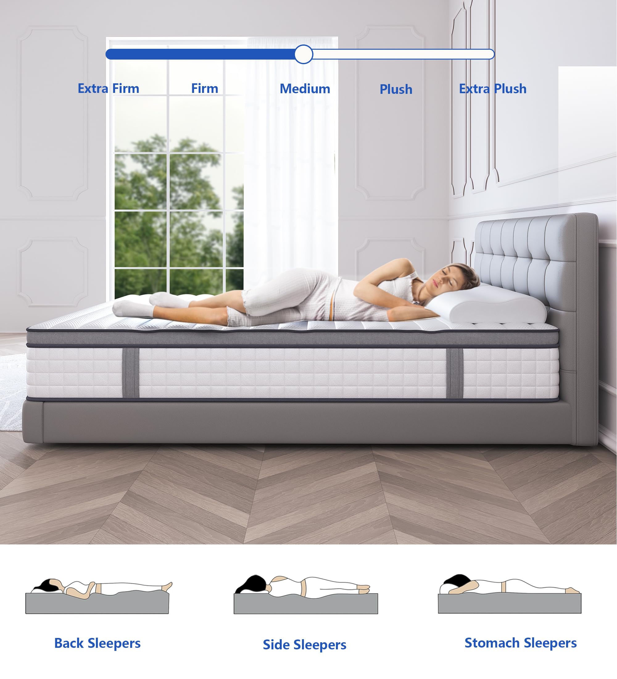 elitspace Full Size Mattress,10 Inch Full Mattress in a Box,Hybrid Memory Foam Full Size Mattresses,Medium Firm Soft and Comfort White Mattress,CertiPUR-US.