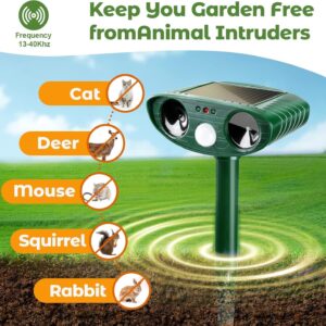 Pack of 4 Ultrasonic Animal Repeller Solar Animal Repellent Cat Repellent Outdoor Squirrel Repellent Deer Repellent Devices Repel, Deer, Rabbit, Raccoon, Dog, Skunk Waterproof with Motion Sensor