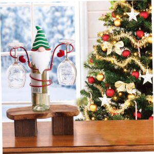 CAKEEYUM Wine Glass Holder, Christmas Glass Wine Bottle Holder with Santa Gnome Wine Bottle Glass Desktop Organizer Rack for Bar Home Display Christmas Decor