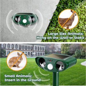 Pack of 4 Ultrasonic Animal Repeller Solar Animal Repellent Cat Repellent Outdoor Squirrel Repellent Deer Repellent Devices Repel, Deer, Rabbit, Raccoon, Dog, Skunk Waterproof with Motion Sensor