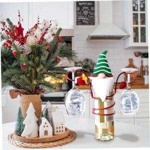 CAKEEYUM Wine Glass Holder, Christmas Glass Wine Bottle Holder with Santa Gnome Wine Bottle Glass Desktop Organizer Rack for Bar Home Display Christmas Decor